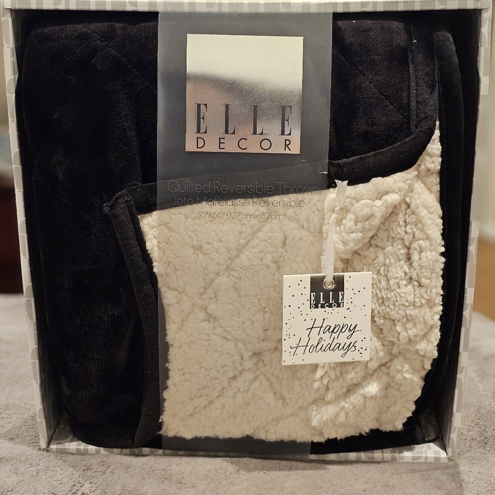 Elle Decor quilted reversible throw blanket